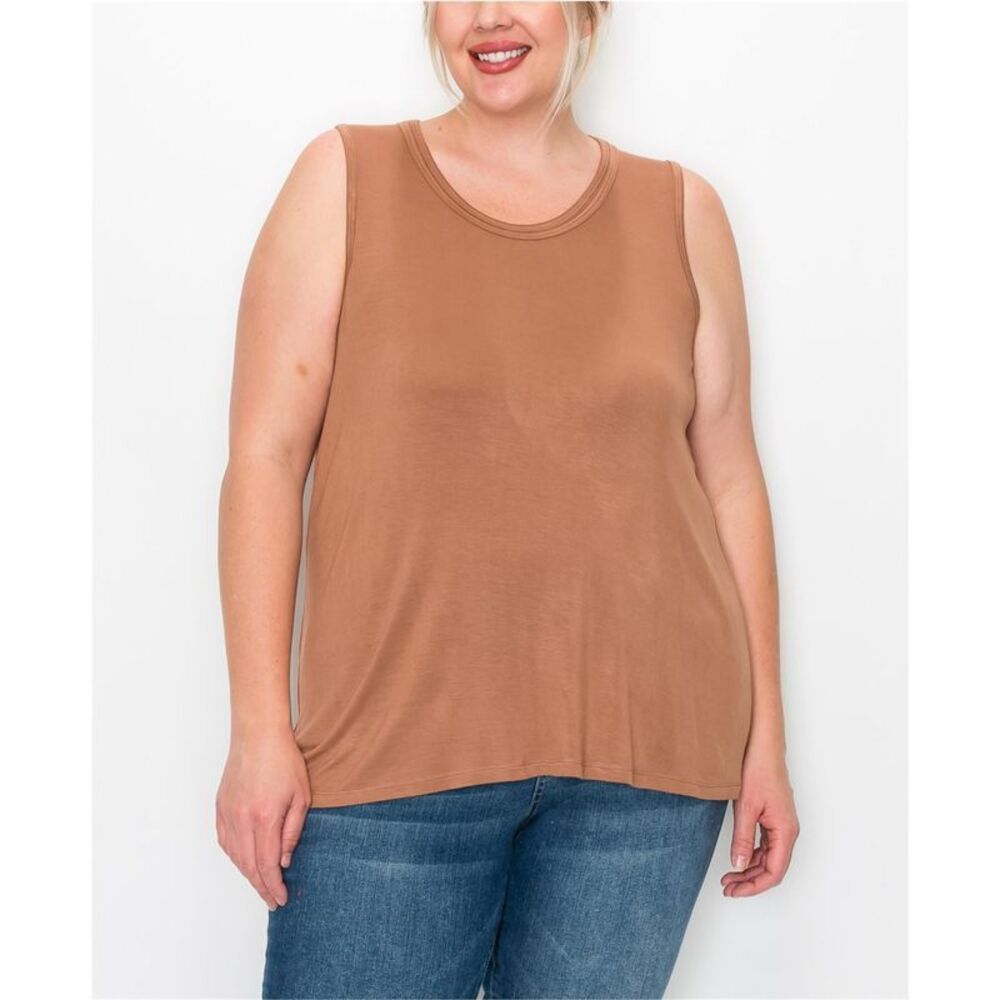 COIN 1804 Womens Swing Tank Top, Brown, Plus Size, 1X, DM